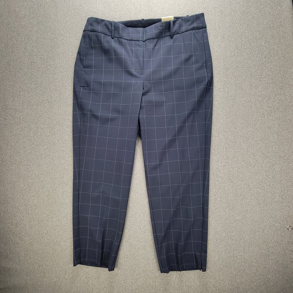 Chicos 2.5 Blue White Windowpane Fabulously Slimming Straight Ankle Pants